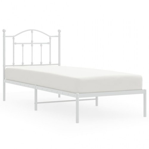 Sengeramme med sengegavl 90×200 cm - metal, hvid