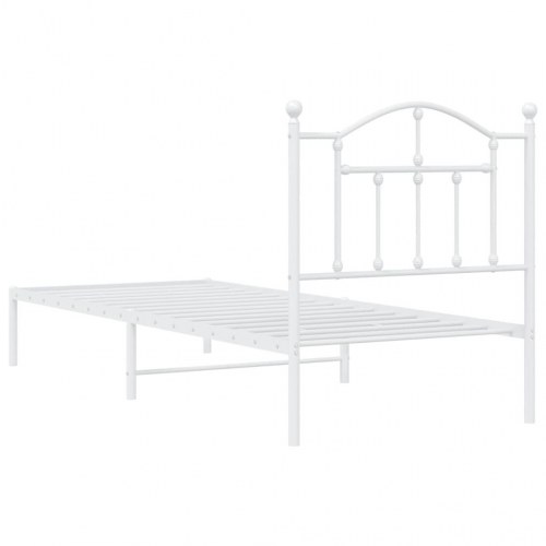 Sengeramme med sengegavl 90×200 cm - metal, hvid