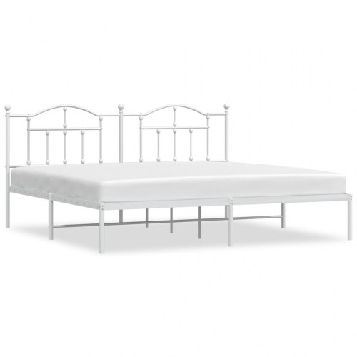 Sengeramme med sengegavl 200 x 200 cm - hvid
