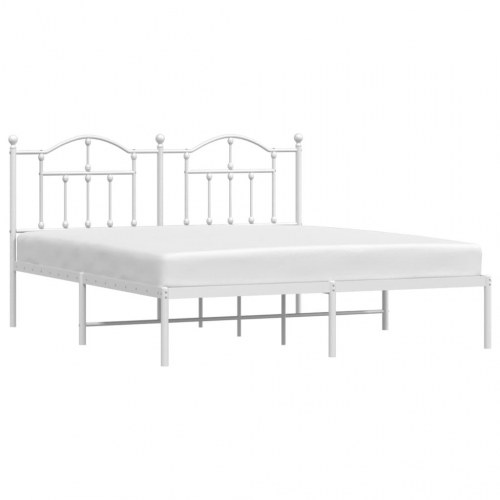 Sengeramme med sengegavl 160×200 cm - metal, hvid