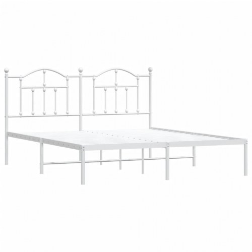 Sengeramme med sengegavl 160×200 cm - metal, hvid