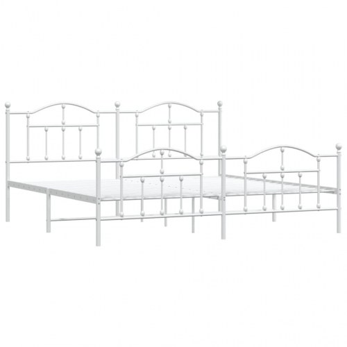 Sengeramme med sengegavl og fodgærde 200 x 200 cm - hvid