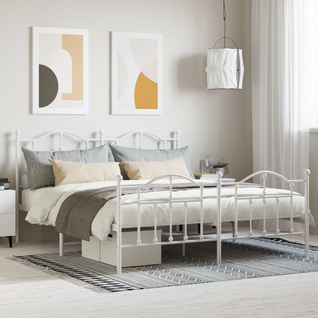 Sengeramme med sengegavl og fodgærde 180x200 cm metal hvid