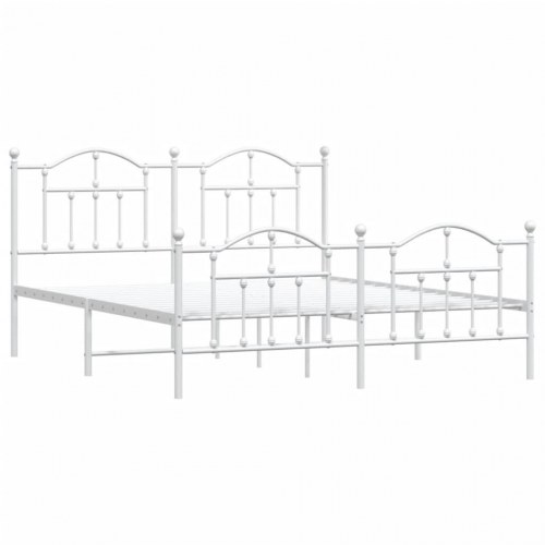 Sengeramme med sengegavl og fodgærde 180x200 cm metal hvid