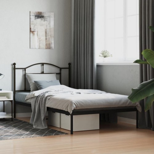 Sengeramme med sengegavl 107 x 203 cm - sort