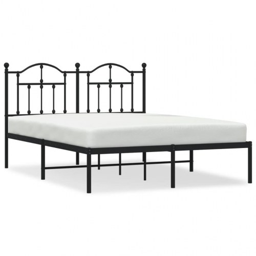 Sengeramme med sengegavl 150x200 cm metal sort