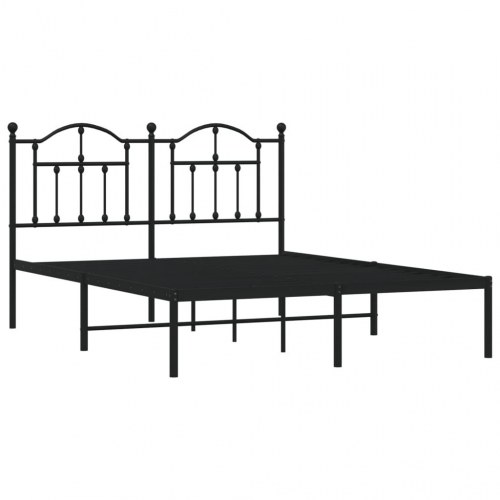 Sengeramme med sengegavl 150x200 cm metal sort