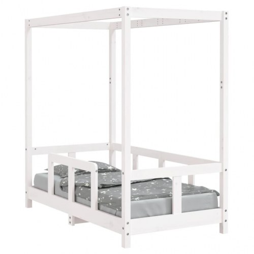 Himmelseng sengeramme til juniorseng 70×140 cm - massivt fyrretræ, hvid