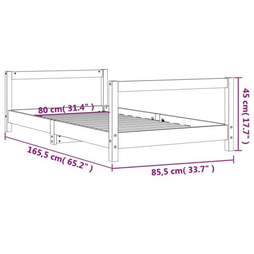 Sengeramme til juniorseng 80x160 cm massivt fyrretræ hvid