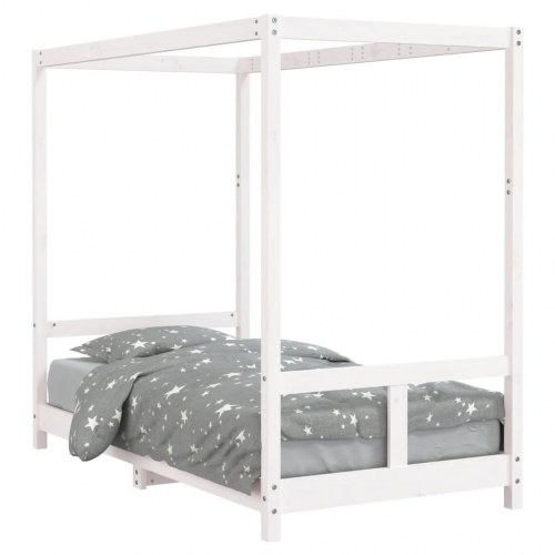 Sengeramme til juniorseng 80×160 cm - massivt fyrretræ, hvid