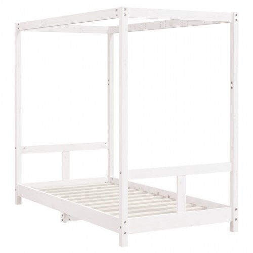 Sengeramme til juniorseng 80×160 cm - massivt fyrretræ, hvid