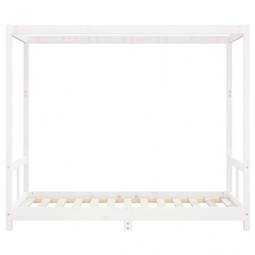 Sengeramme til juniorseng 80×160 cm - massivt fyrretræ, hvid