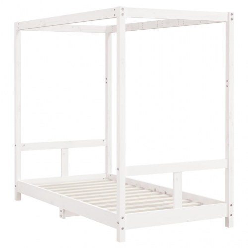 Sengeramme til juniorseng 80×160 cm - massivt fyrretræ, hvid
