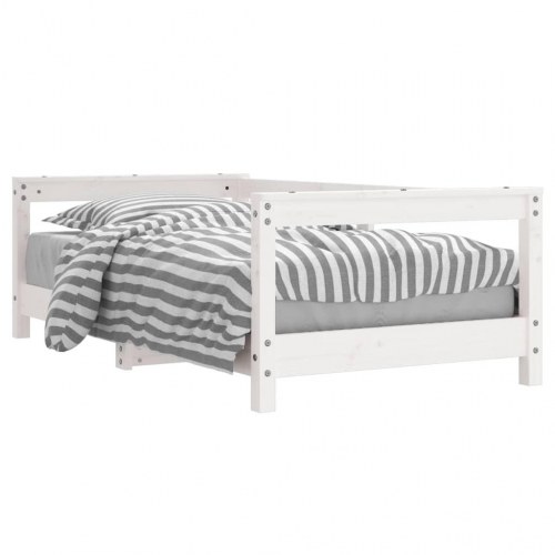 Sengeramme til juniorseng 70x140 cm massivt fyrretræ hvid