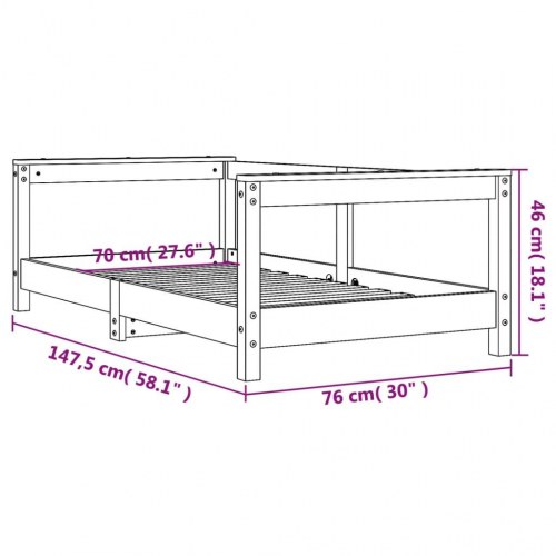 Sengeramme til juniorseng 70x140 cm massivt fyrretræ hvid