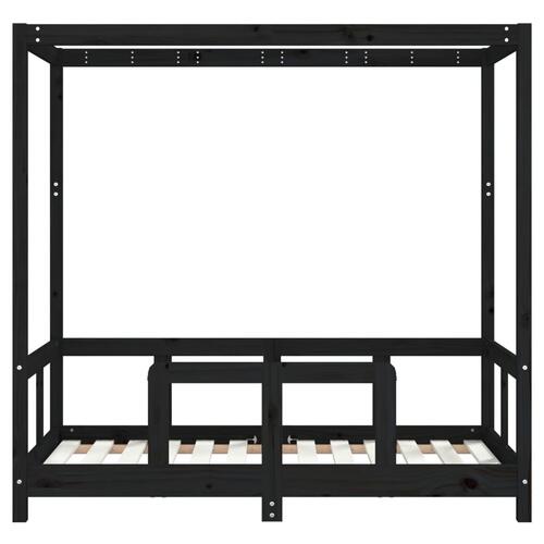 Sengeramme til juniorseng 70x140 cm massivt fyrretræ sort
