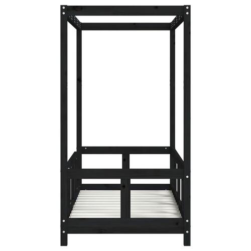 Sengeramme til juniorseng 70x140 cm massivt fyrretræ sort