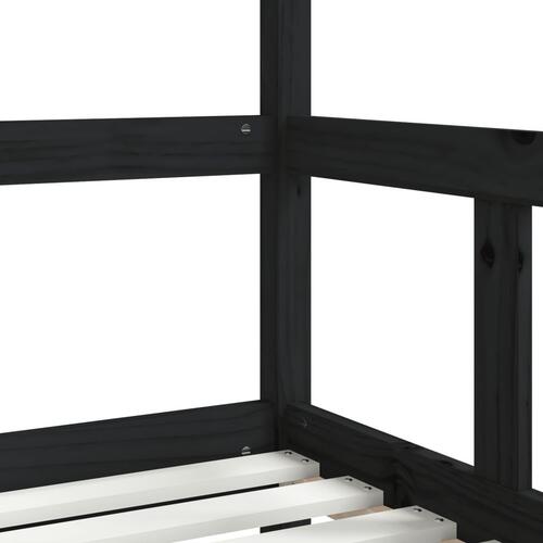 Sengeramme til juniorseng 70x140 cm massivt fyrretræ sort