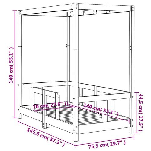 Sengeramme til juniorseng 70x140 cm massivt fyrretræ sort