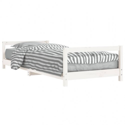 Sengeramme til juniorseng 90x190 cm massivt fyrretræ hvid