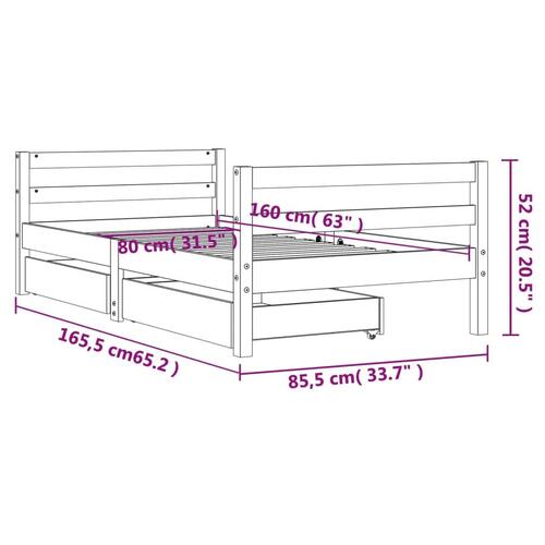 Sengeramme til juniorseng 80x160 cm massivt fyrretræ