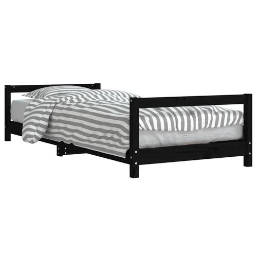 Sengeramme til juniorseng 80x200 cm massivt fyrretræ sort