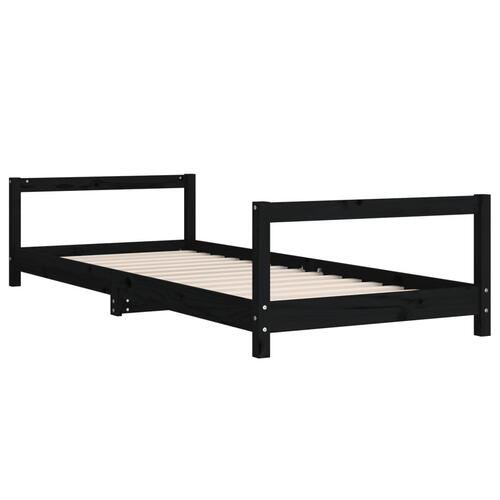 Sengeramme til juniorseng 80x200 cm massivt fyrretræ sort