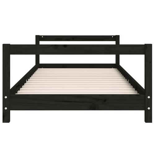 Sengeramme til juniorseng 80x200 cm massivt fyrretræ sort