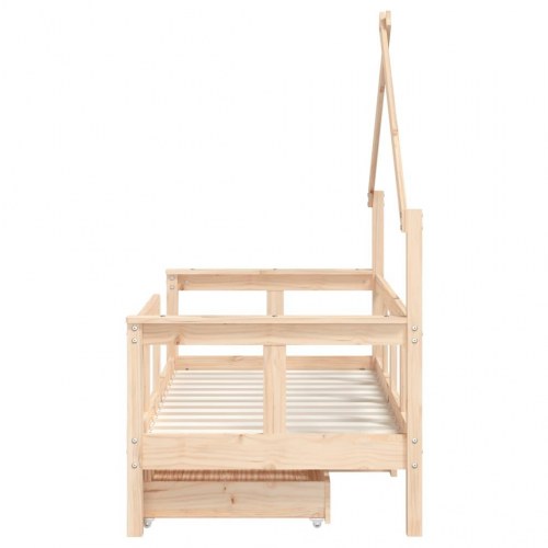 Sengeramme til juniorseng m. skuffer 70x140 cm massivt fyr