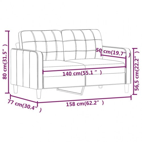 2-personers sofa i stof - vinrød, sædebredde 140 cm