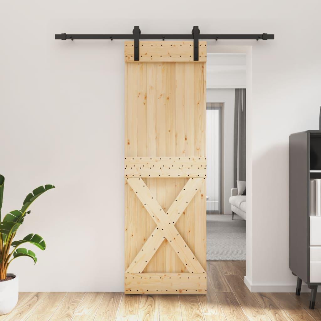Skydedør med monteringssæt 70x210 cm massivt fyrretræ