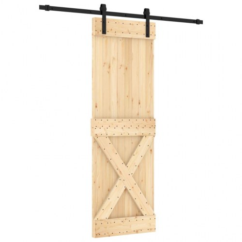 Skydedør med monteringssæt 70x210 cm massivt fyrretræ
