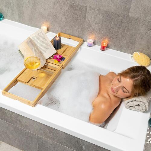 Udtrækkeligt bakke til badekar i bambus Trayth InnovaGoods