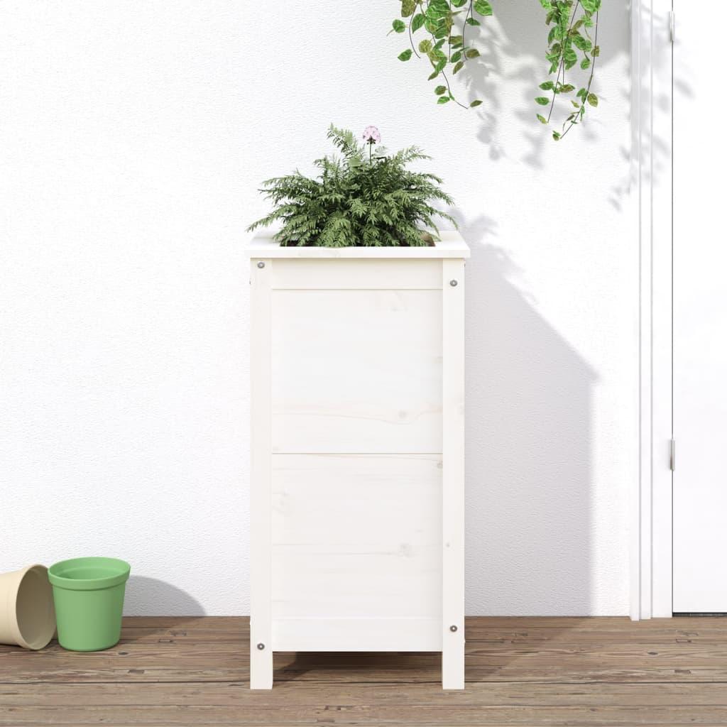Plantekasse 40x40x78 cm massivt fyrretræ hvid billede