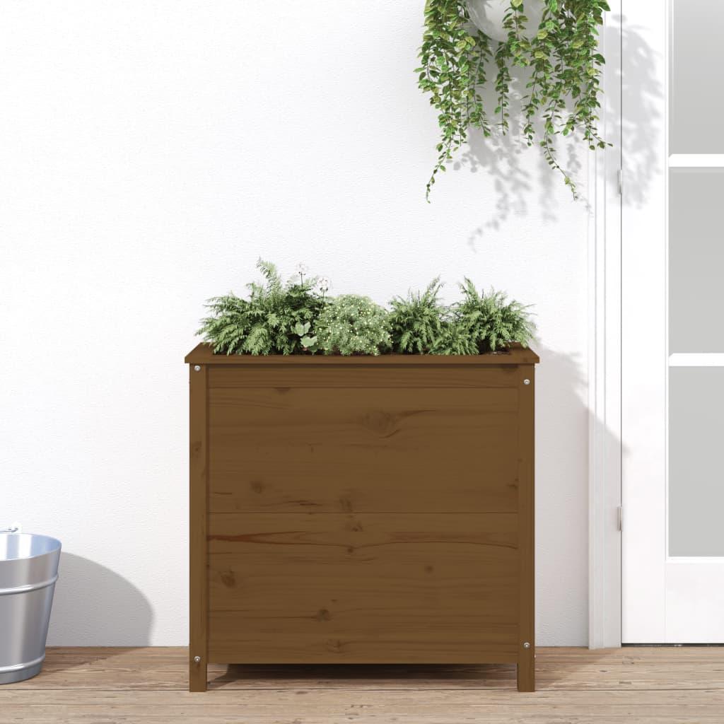 Plantekasse 82,5x40x78 cm massivt fyrretræ gyldenbrun