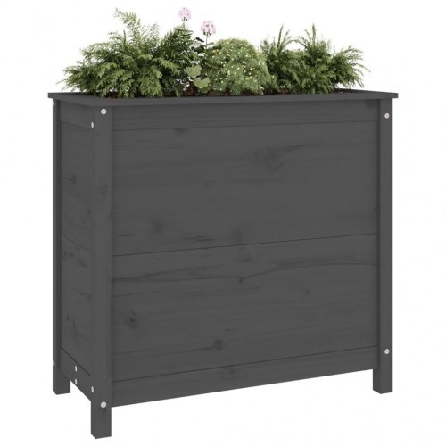 Plantekasse 82,5x40x78 cm massivt fyrretræ grå
