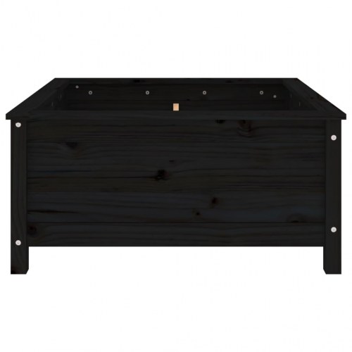 Plantekasse i massivt fyrretræ - sort, 82,5 x 82,5 x 39 cm