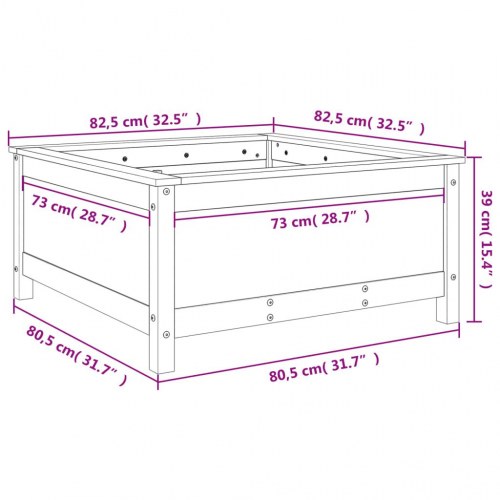 Plantekasse 82,5x82,5x39 cm massivt fyrretræ