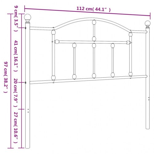 Sengegavl i metal 107 cm - sort, klassisk design