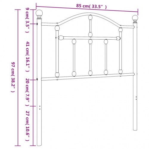 Sengegavl 80 cm metal sort