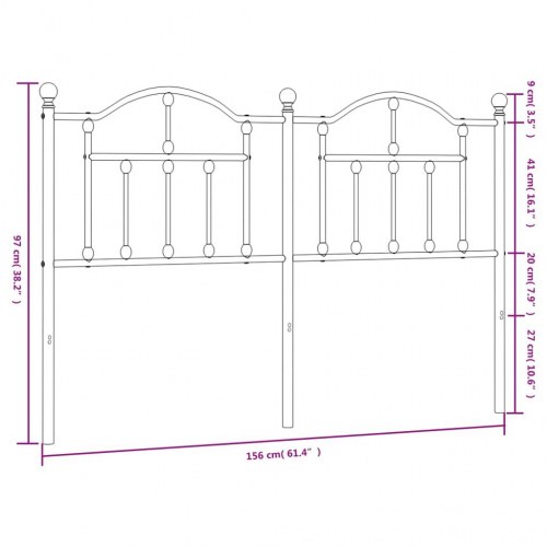 Udskiftningssengegavl 150 cm - metal, sort