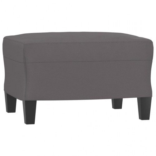3-personers sofa med fodskammel - 180 cm, kunstlæder, grå