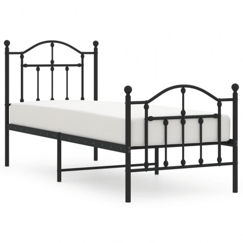Sengeramme med sengegavl og fodgærde 75 x 190 cm - sort