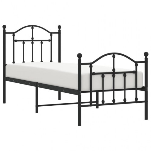Sengeramme med sengegavl og fodgærde 75 x 190 cm - sort