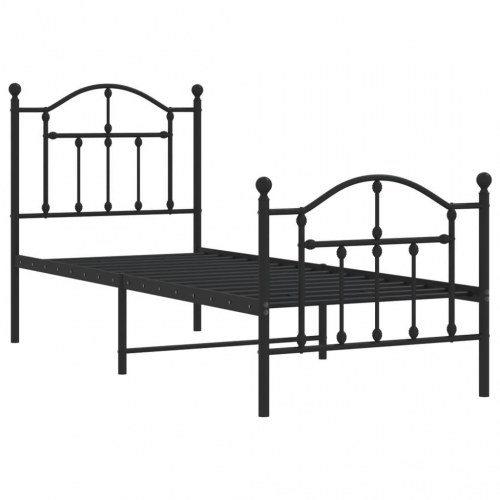 Sengeramme med sengegavl og fodgærde 75 x 190 cm - sort