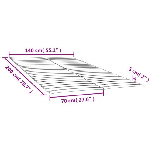 Sengelameller 48 lameller - 2 stk. 70×200 cm - massivt poppeltræ