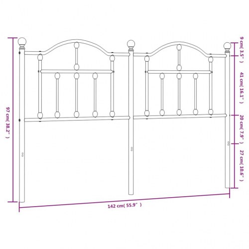 Sengegavl i metal 135 cm - hvid, klassisk design