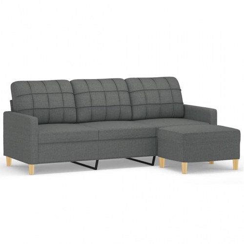 3-personers sofa med fodskammel i stof - mørkegrå, 180 cm