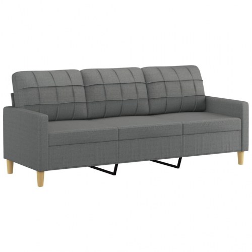 3-personers sofa med fodskammel i stof - mørkegrå, 180 cm