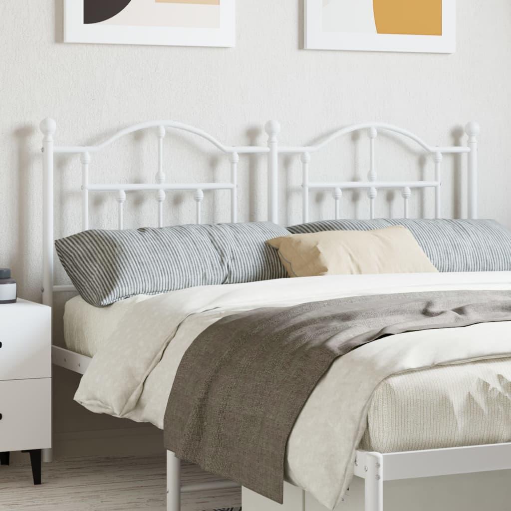 Sengegavl i metal 150 cm - hvid, klassisk design